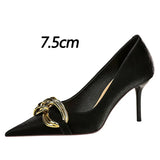 BIGTREE Women’s Nude Pumps – Fashion Metal Buckle High Heel Stilettos for Party & Office (Sizes 42–43)