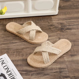 Women’s Fashion Linen Belt Sandals – Anti-Slip, Wear-Resistant Soft Flat Sole