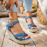 Summer Women’s Plus-Size Wedge Sandals – Casual Cowboy Style with Muffin Sole & High Heel Design