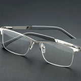 Men's Half-frame Business Reading Glasses Anti-blue Light Anti-fatigue Metal Frame Presbyopia Glasses +1.0 To +4.0