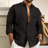 Men's luxury jacquard plaid cardigan