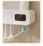 Smart Toothbrush Rack – Wall-Mounted 3-Slot with Dryer & Toothpaste Dispenser