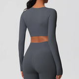 Women's Long Sleeve Workout Top – Padded, Breathable & Dry-Fit