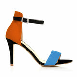 Women’s Mixed-Color Stiletto Sandals – 9cm Thin Heel, Open Toe, Ankle Strap High Heels for Summer Parties & Weddings