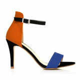 Women’s Mixed-Color Stiletto Sandals – 9cm Thin Heel, Open Toe, Ankle Strap High Heels for Summer Parties & Weddings