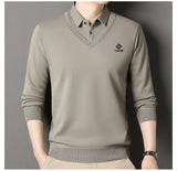 Men's Slim Fit Polo Neck Pullover Sweater, Thick Winter Sweater, Elegant Business Casual Wear