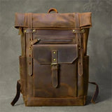 Men's Genuine Leather Backpack, Large Capacity, for School, Travel and Daily Use