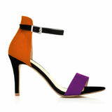 Women’s Mixed-Color Stiletto Sandals – 9cm Thin Heel, Open Toe, Ankle Strap High Heels for Summer Parties & Weddings
