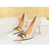 BIGTREE Women’s Nude Pumps – Fashion Metal Buckle High Heel Stilettos for Party & Office (Sizes 42–43)