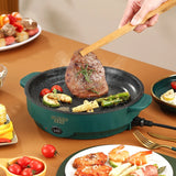 Non-stick electric multicooker frying pan for barbecue, meat, fish and omelets