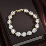 ZAKOL Classic Water Drop CZ Bracelet – Elegant Sparkle for Brides and Special Occasions.