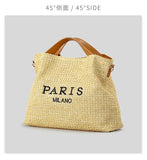 Women’s Fashion Letter Straw Handbag – Large Summer Beach Tote & Casual Crossbody Bag.