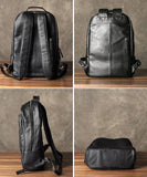 Men's Genuine Leather Backpack, Large Capacity, for School, Travel and Daily Use