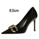 BIGTREE Women’s Nude Pumps – Fashion Metal Buckle High Heel Stilettos for Party & Office (Sizes 42–43)