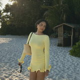 Yellow Satin Sling Dress – Backless, Sleeveless & High Waist Party Gown