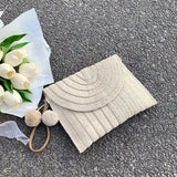 Handmade Straw Crossbody Bag – Summer Woven Shoulder Bag with Pompom