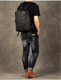Men's Genuine Leather Backpack, Large Capacity, for School, Travel and Daily Use