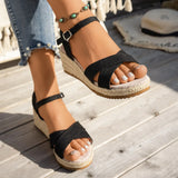 Women’s Fashion Wedge Sandals – Summer Non-Slip Peep Toe Platform Shoes with Rubber Sole & Buckle