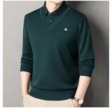 Men's Slim Fit Polo Neck Pullover Sweater, Thick Winter Sweater, Elegant Business Casual Wear