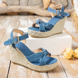 Summer Women’s Plus-Size Wedge Sandals – Casual Cowboy Style with Muffin Sole & High Heel Design