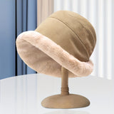 Winter Thermal Bucket Hat, Faux Fur Plush Thickened Ear Protection Fisherman Warmer Hat For Women Xmas Gift