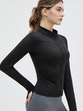 "Women's Full-Zip Fitness Jacket – Turtle Neck & Thumb Holes"
