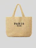 Women's Fashion Letter Straw Bag - Summer Tote Bag and Crossbody Bag