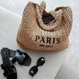 Women's Fashion Letter Straw Bag - Summer Tote Bag and Crossbody Bag