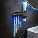 Smart Toothbrush Rack – Wall-Mounted 3-Slot with Dryer & Toothpaste Dispenser