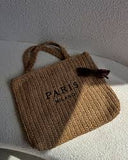 Women's Fashion Letter Straw Bag - Summer Tote Bag and Crossbody Bag